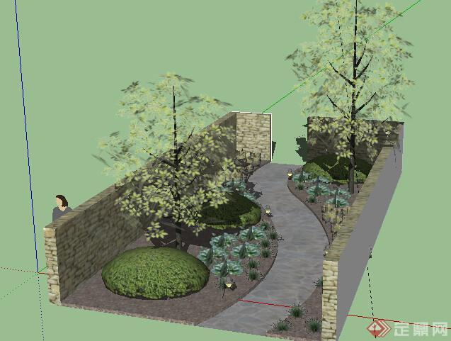 园林景观之庭院花园局部景观设计su模型
